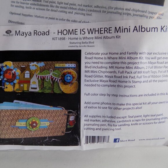 NEW Maya Road Mini Chipboard Album Kit 1898 Home Is Where Papercraft Lot - Picture 2 of 3